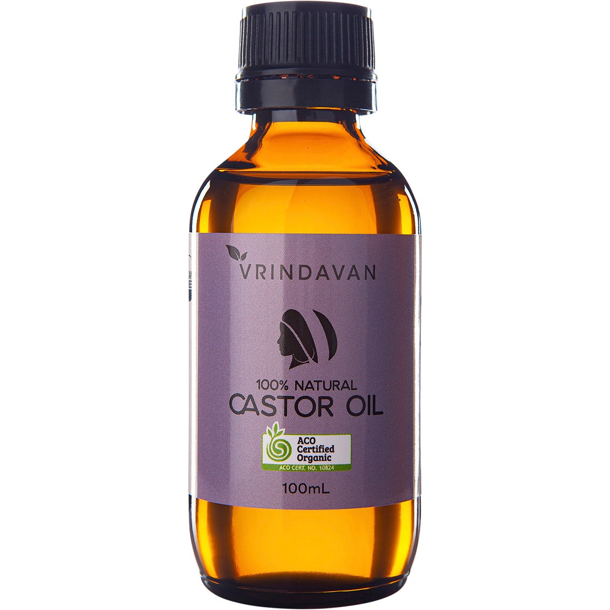 VRINDAVAN Castor Oil 100% Natural - Amber Glass Bottle 100ml - Cutprice Online