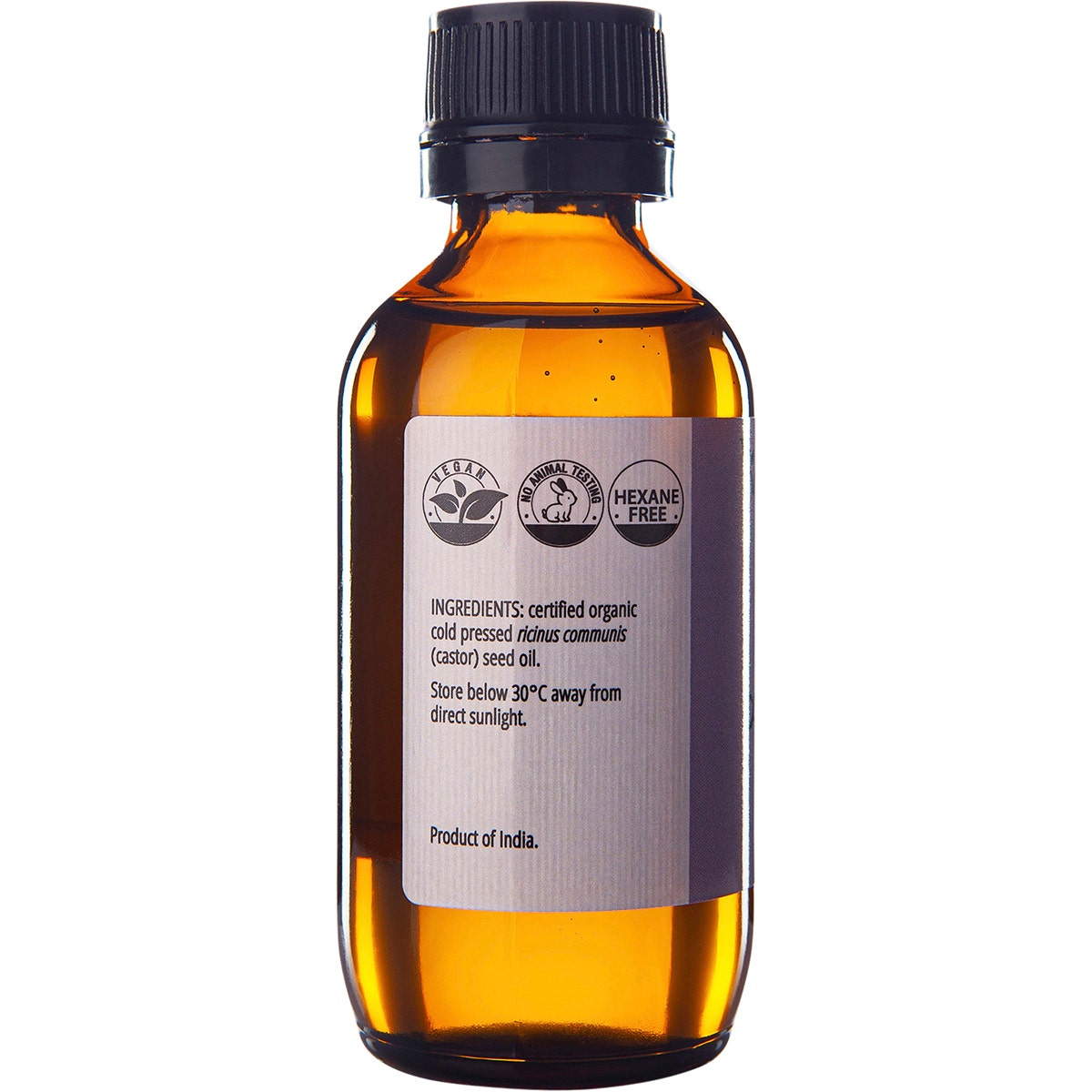 VRINDAVAN Castor Oil 100% Natural - Amber Glass Bottle 100ml - Cutprice Online