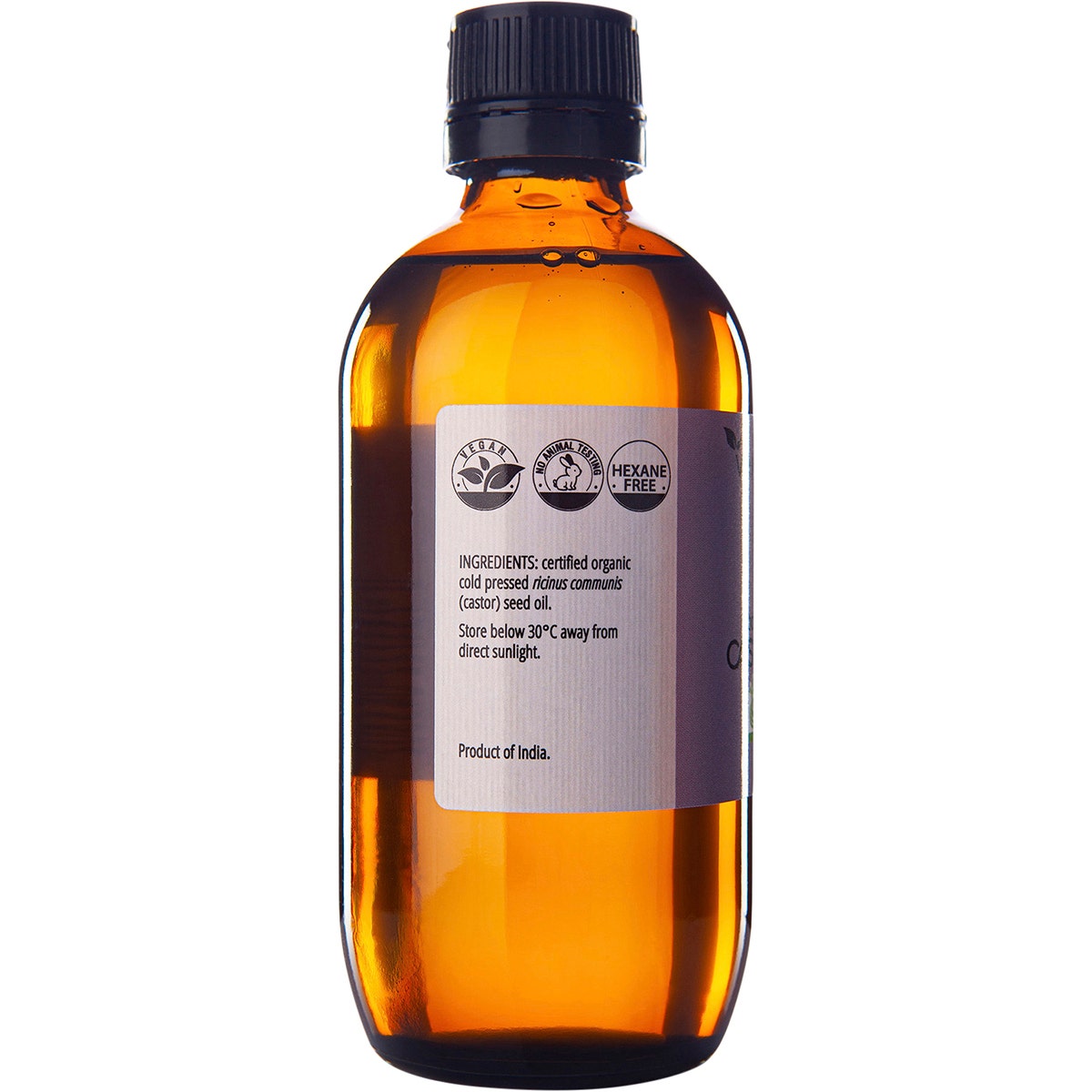 VRINDAVAN Castor Oil 100% Natural - Amber Glass Bottle 200ml - Cutprice Online