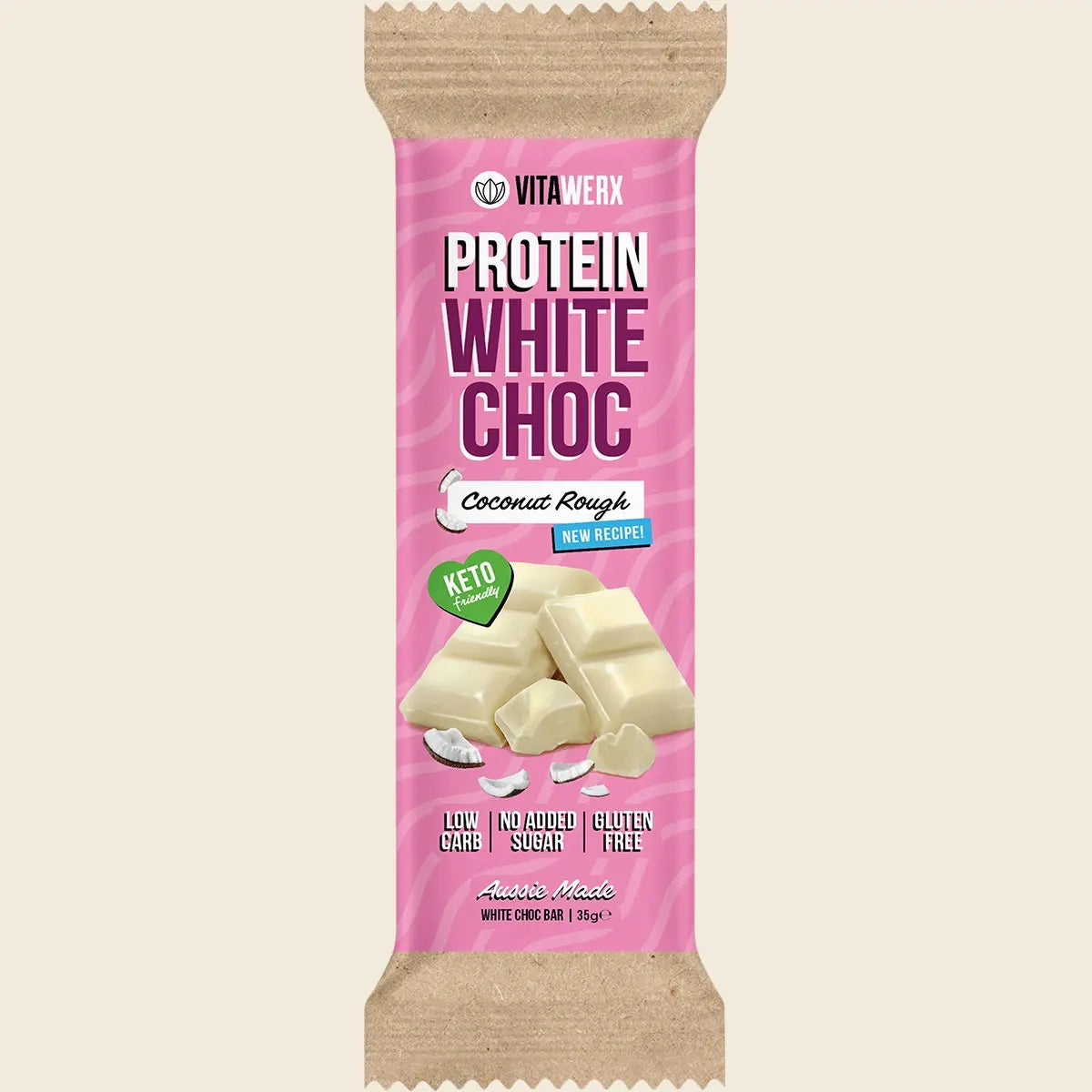 VITAWERX Protein White Chocolate Bar Coconut Rough 12x35g VITAWERX