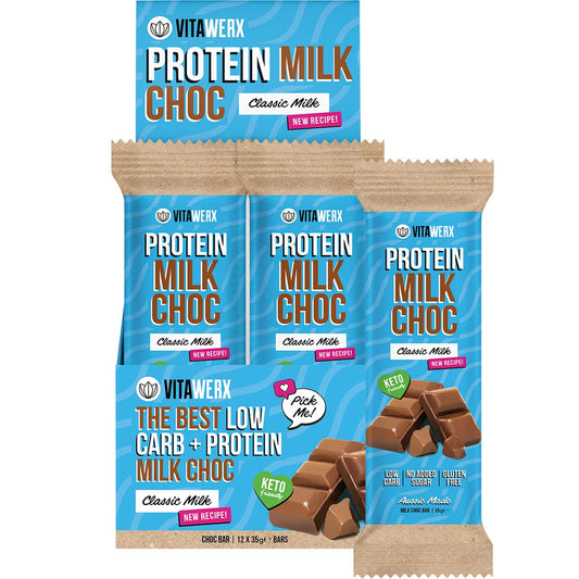 VITAWERX Protein Milk Chocolate Bar 12x35g - Cutprice Online