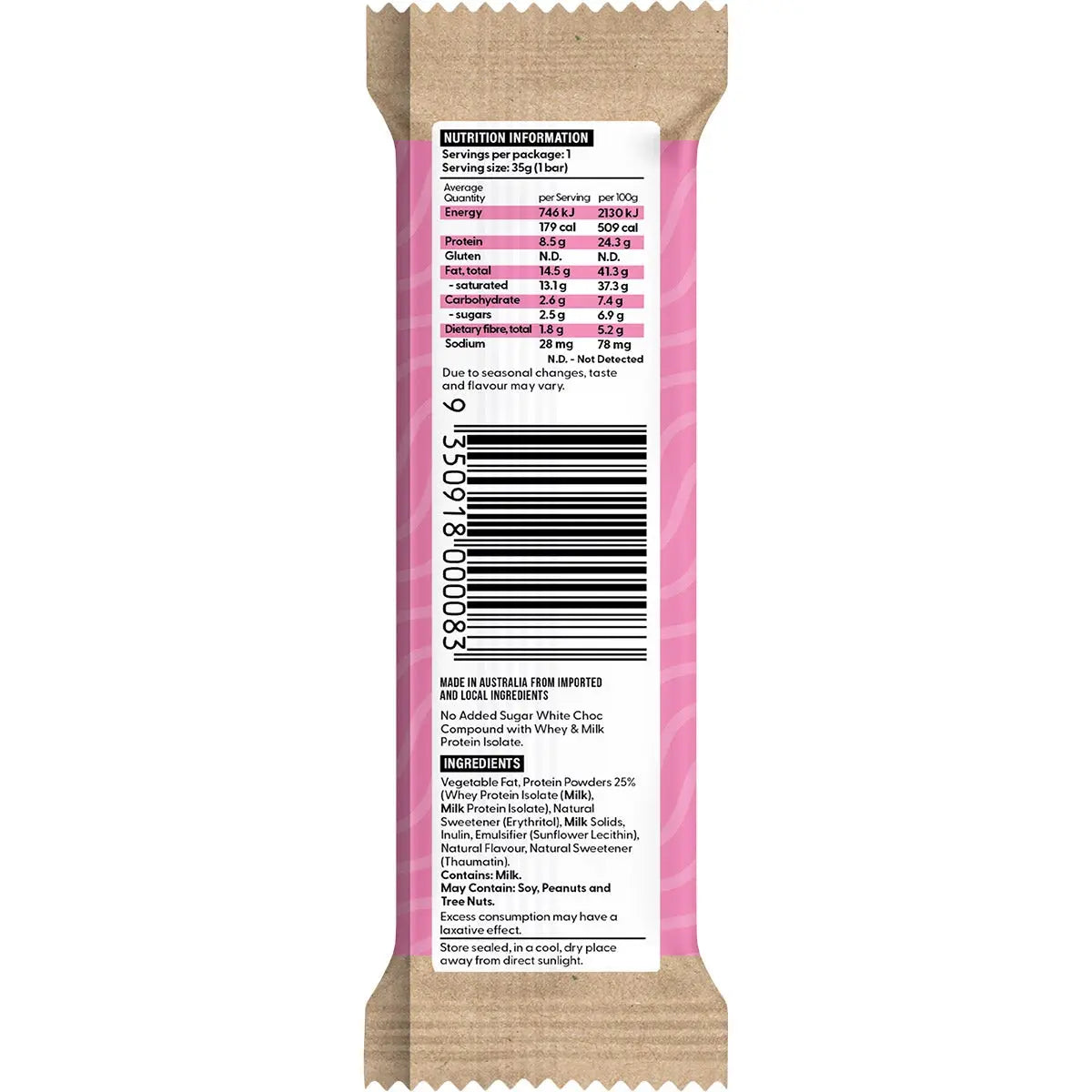 VITAWERX Protein White Chocolate Bar 12x35g VITAWERX