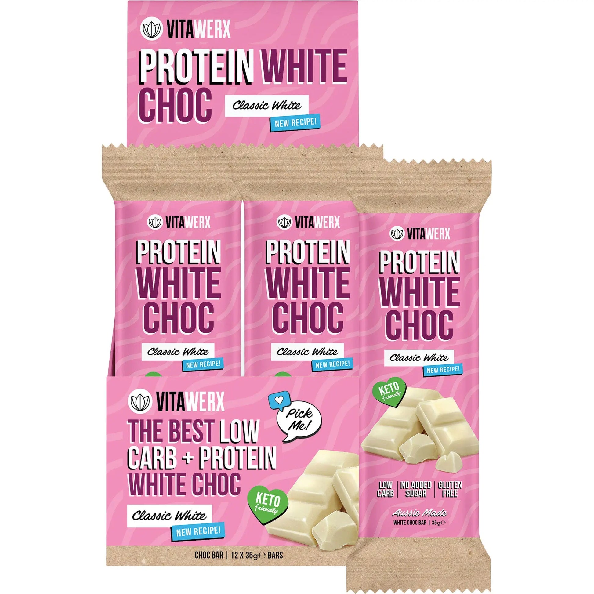 VITAWERX Protein White Chocolate Bar 12x35g VITAWERX