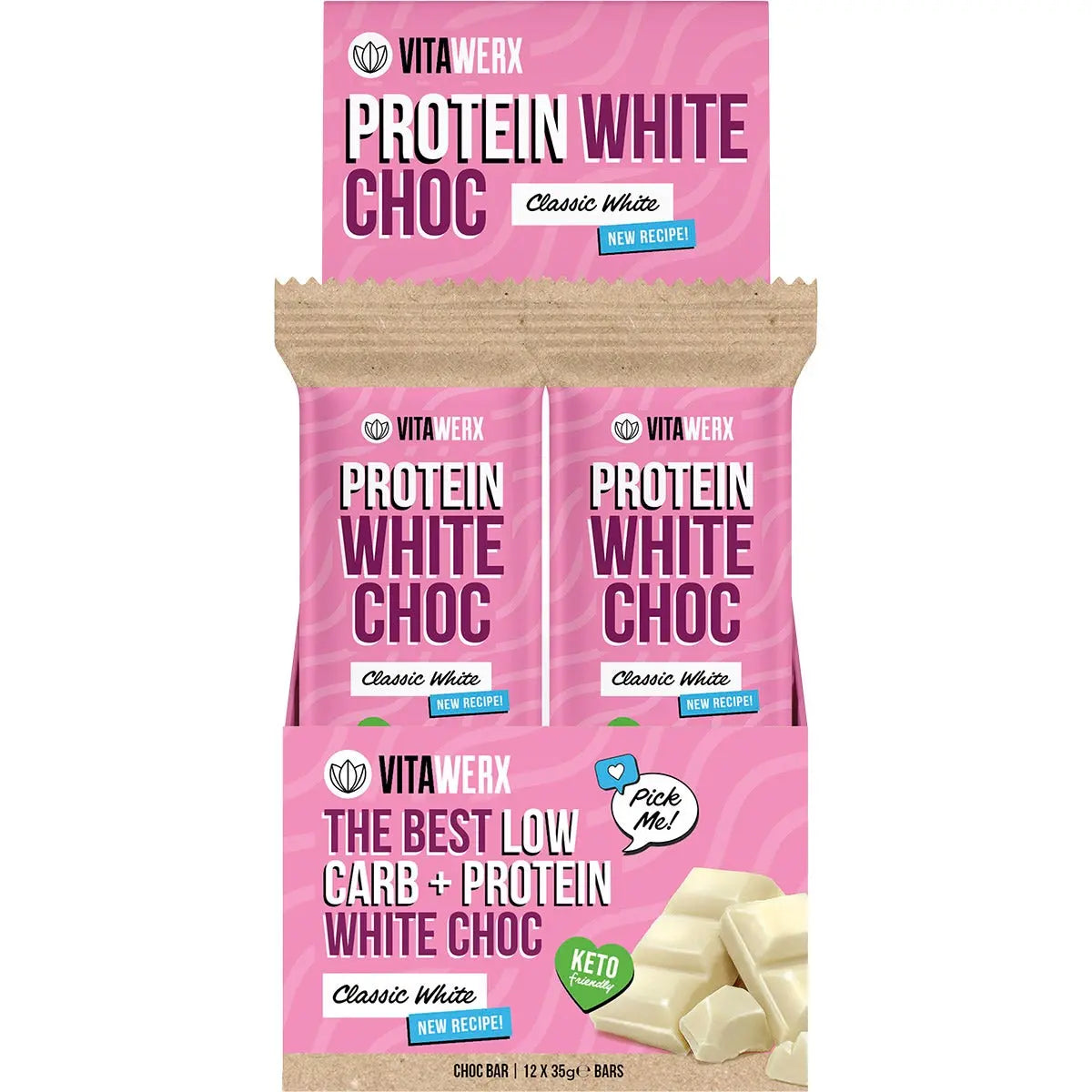 VITAWERX Protein White Chocolate Bar 12x35g VITAWERX