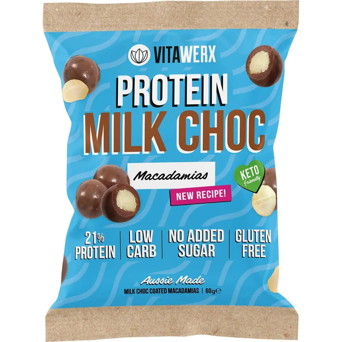 VITAWERX Protein Milk Chocolate Coated Macadamias 10x60g VITAWERX