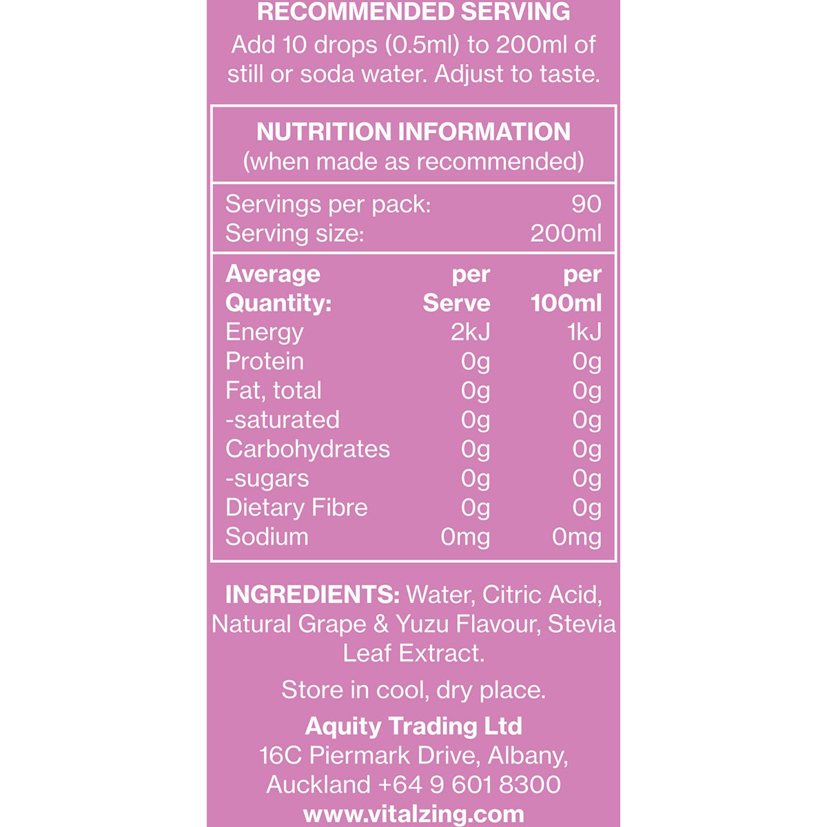 Vital Zing Water Drops Grape & Yuzu 45ml - Cutprice Online