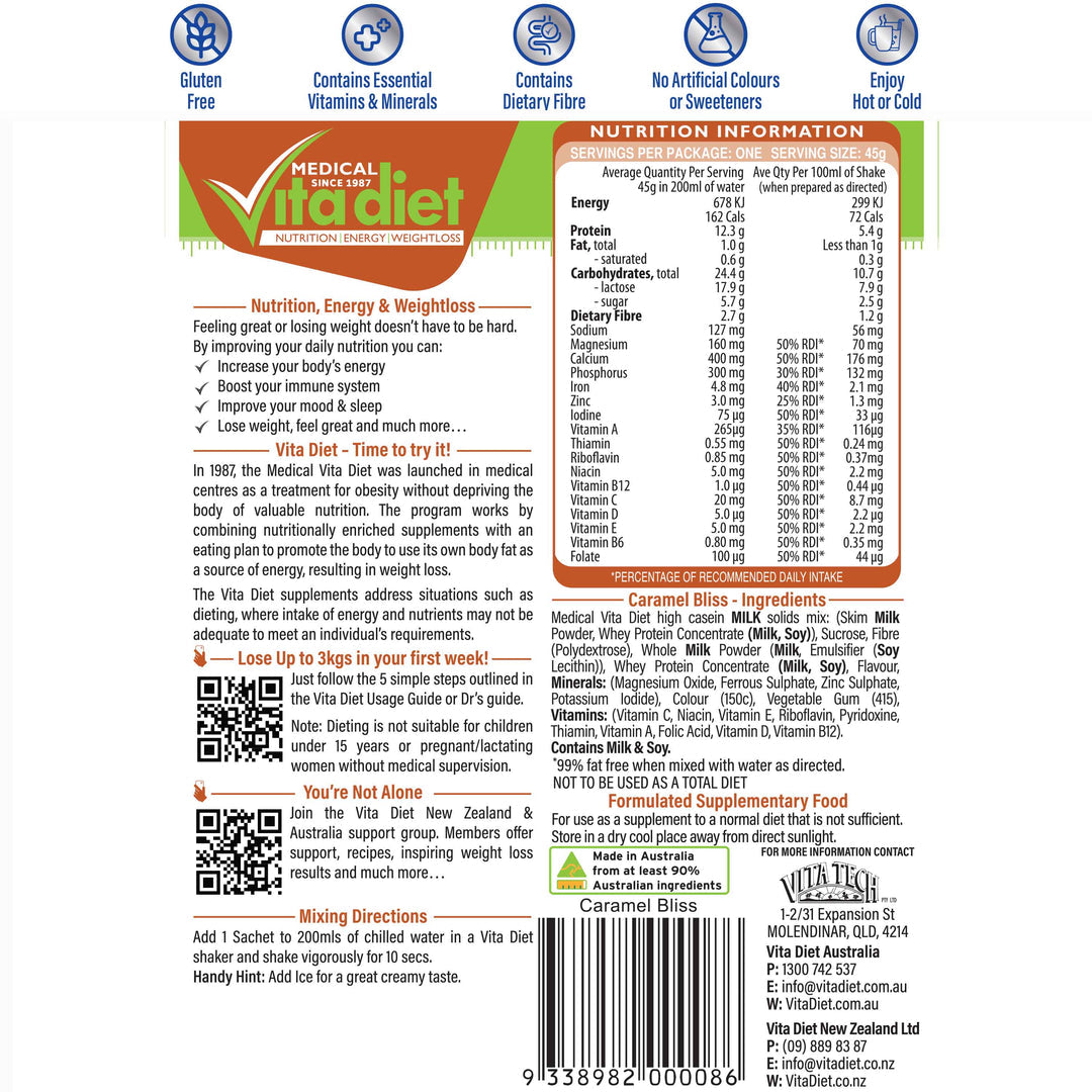Vita Diet Caramal Shake 14 Pack - Cutprice Online