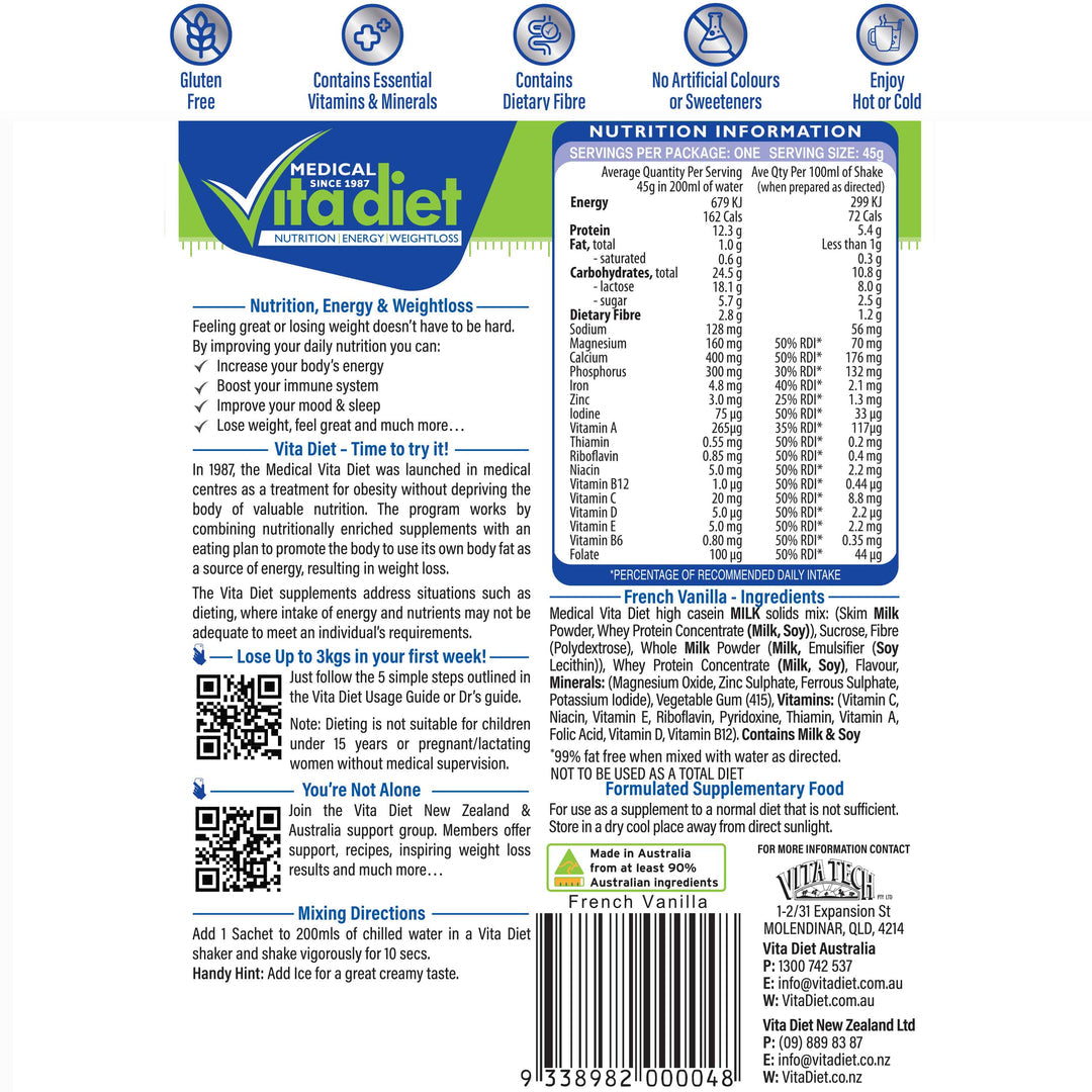 Vita Diet Vanilla Shake 14 Pack - Cutprice Online