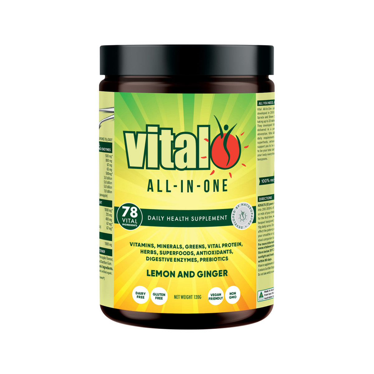 Martin & Pleasance Vital All-In-One (Greens) Lemon and Ginger 120g - Cutprice Online