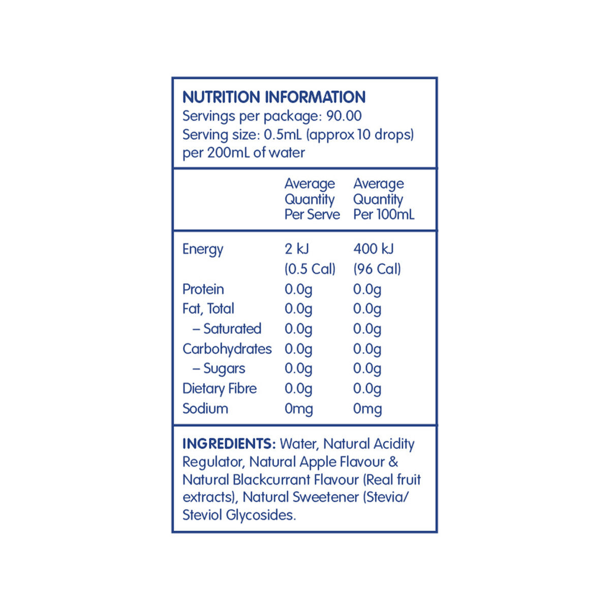 Vital Zing Water Drops (Flavour Enhancer with Stevia) Apple & Blackcurrant 45ml - Cutprice Online