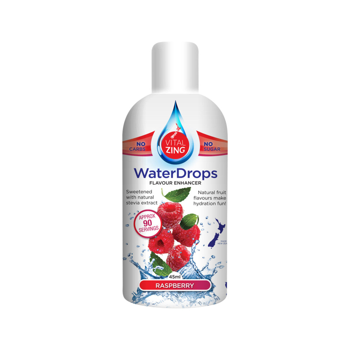 Vital Zing Water Drops (Flavour Enhancer with Stevia) Raspberry 45ml - Cutprice Online