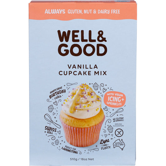 Well & Good Vanilla Cupcake Mix with Icing & Sprinkles 510g - Cutprice Online
