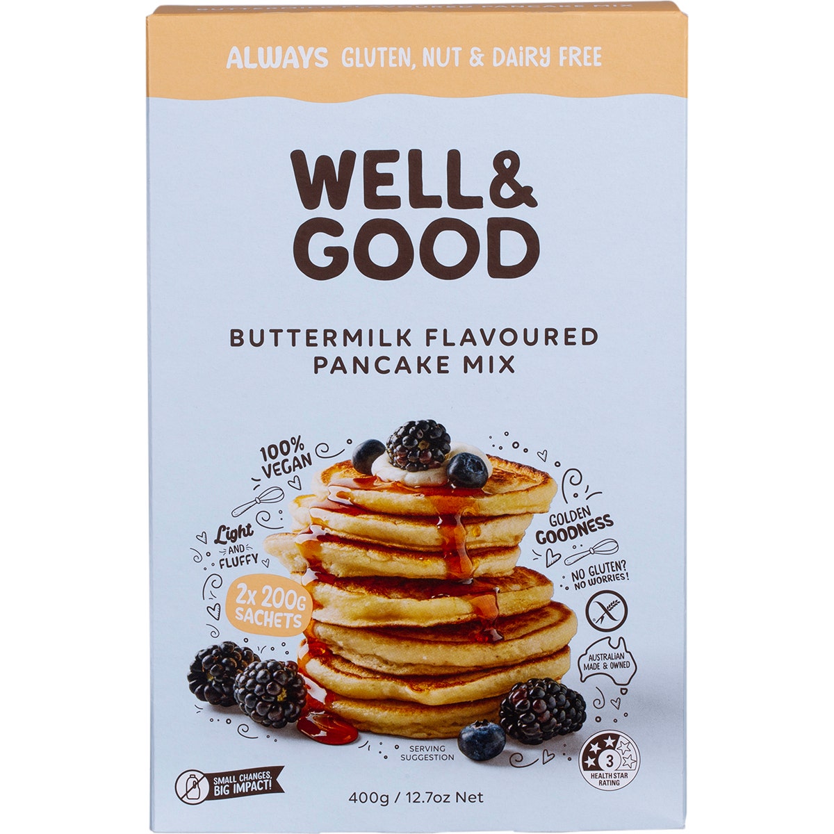 Well & Good Buttermilk Flavoured Pancake Mix 2x200g - Cutprice Online