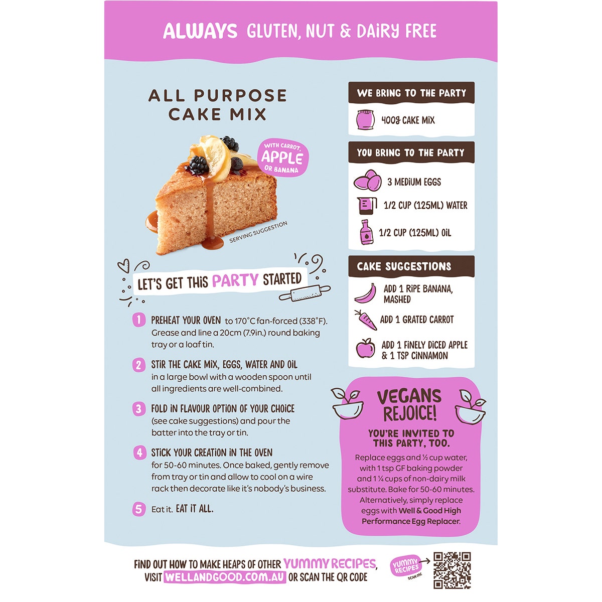 Well & Good All Purpose Cake Mix 40% Less Sugar 400g - Cutprice Online
