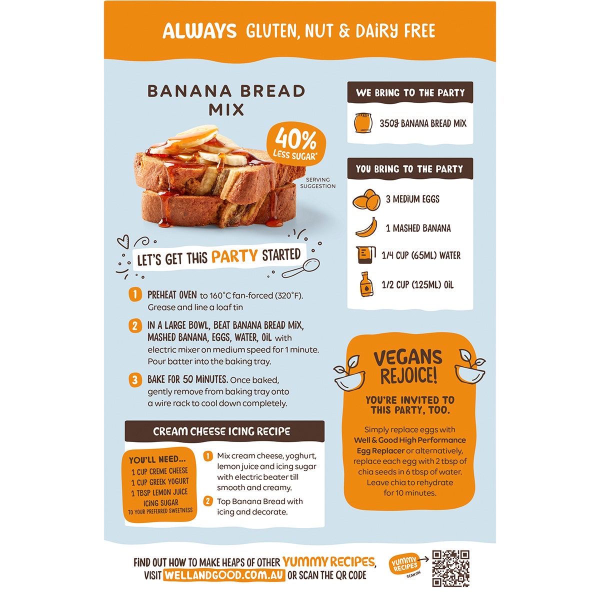 Well & Good Banana Bread Mix 40% Less Sugar 350g - Cutprice Online