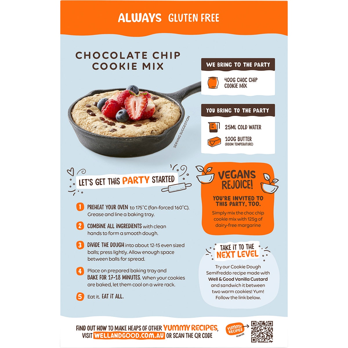 Well & Good Chocolate Chip Cookie Mix 400g - Cutprice Online