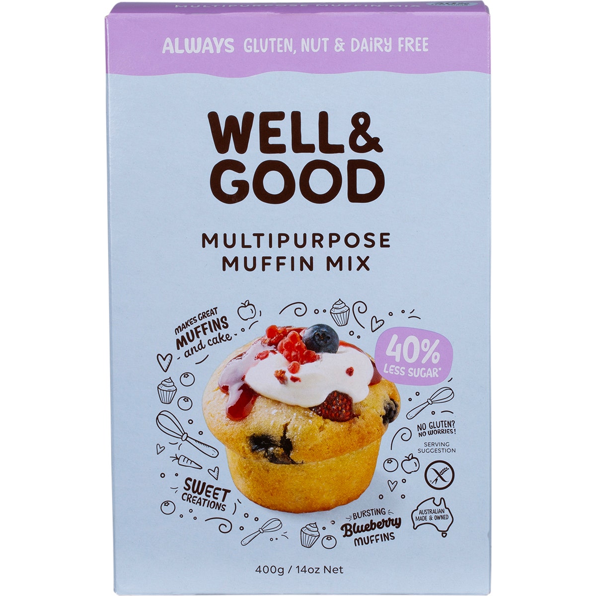 Well & Good Multipurpose Muffin Mix 40% Less Sugar 400g - Cutprice Online