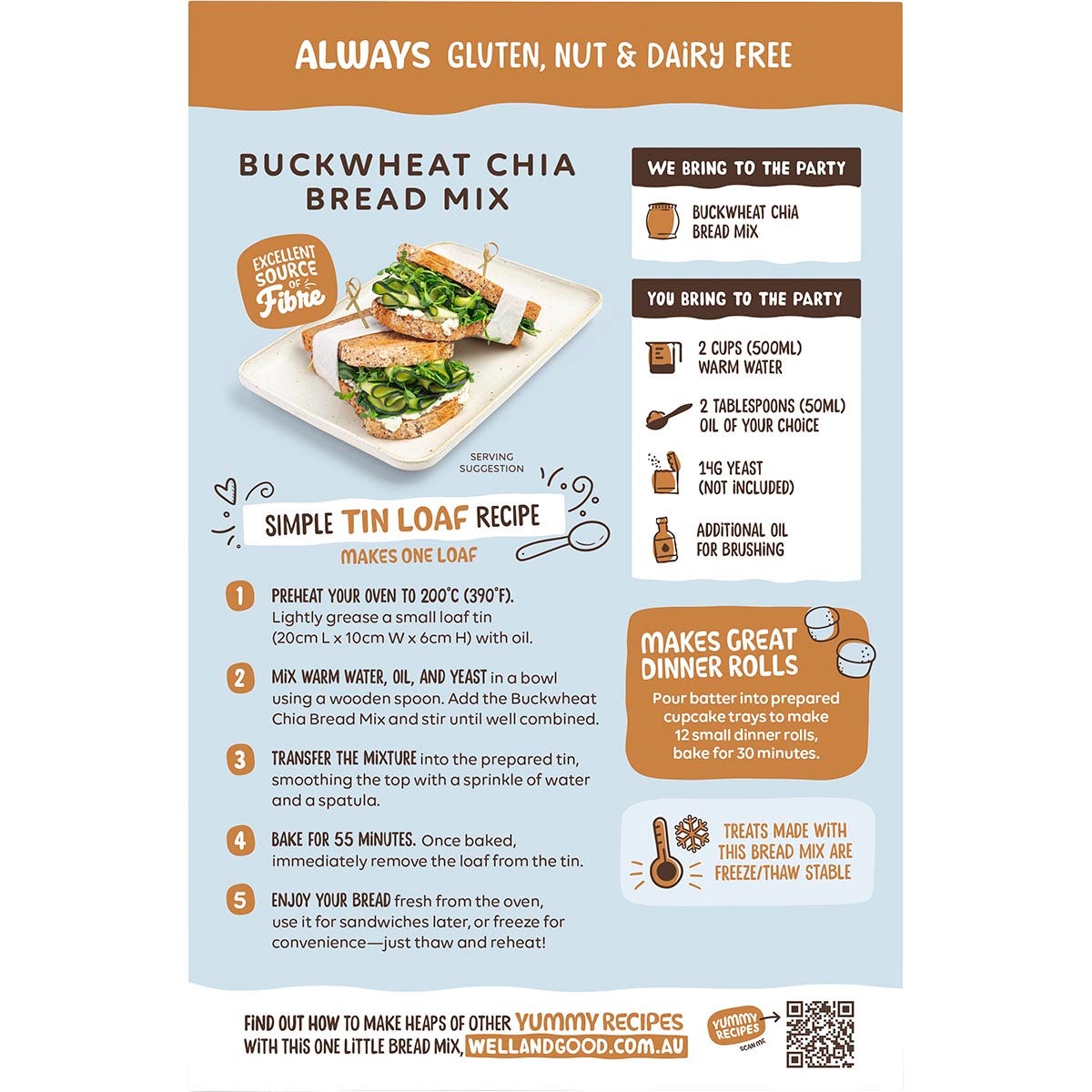 Well & Good Buckwheat & Chia Bread Mix 360g - Cutprice Online