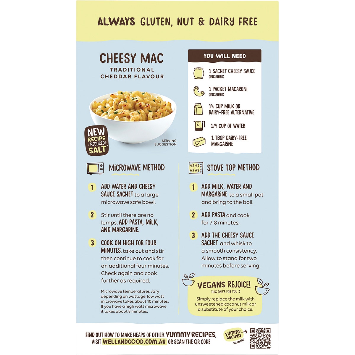 Well & Good Cheesy Mac Traditional Cheddar Flavour 110g - Cutprice Online