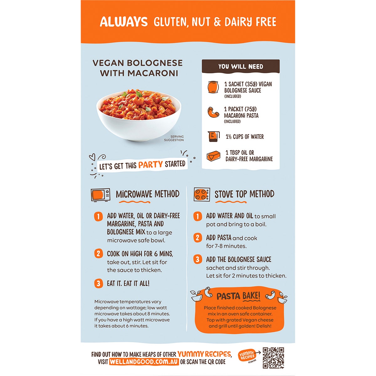 Well & Good Vegan Bolognese with Macaroni 110g - Cutprice Online