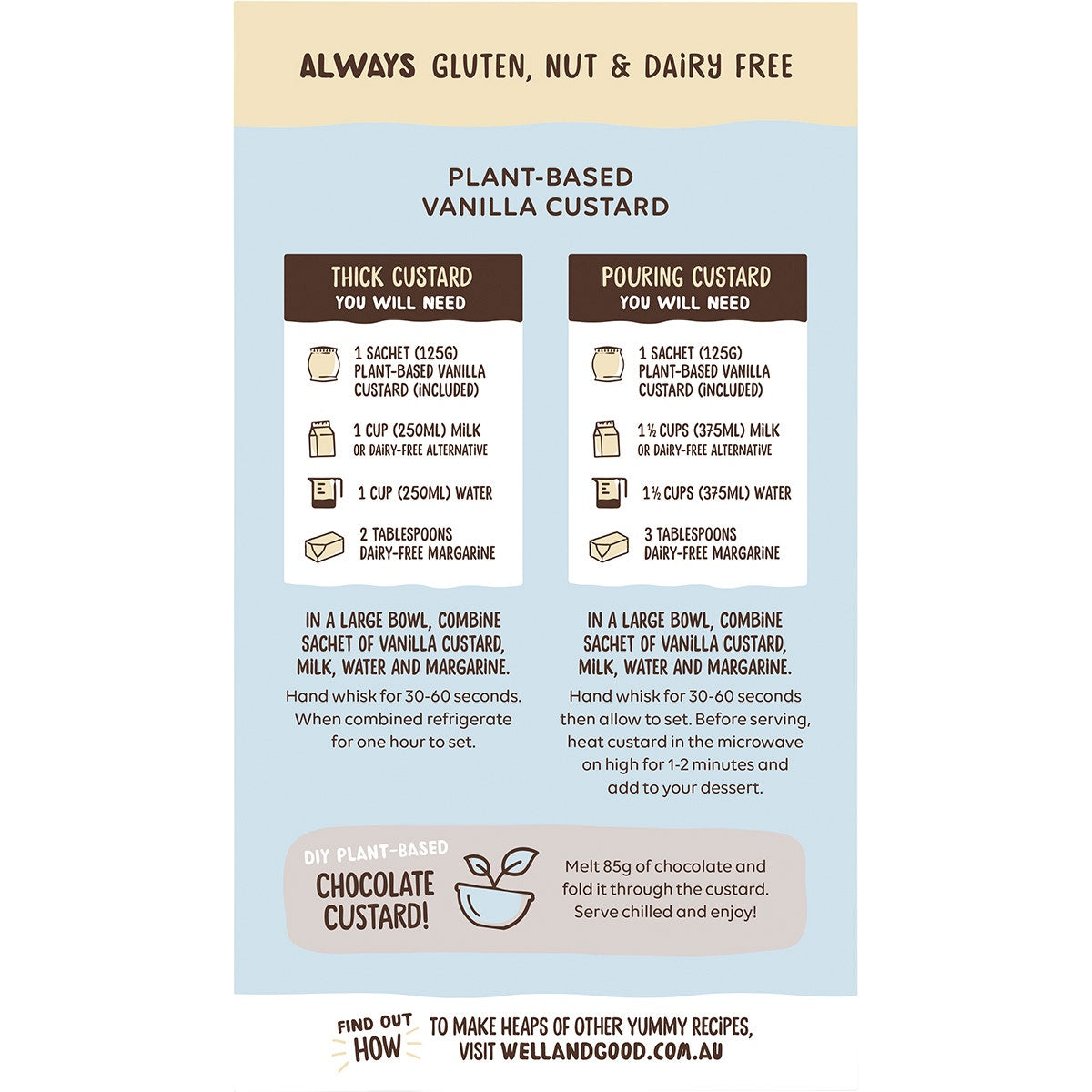 Well & Good Plant Based Vanilla Custard Powder 250g - Cutprice Online
