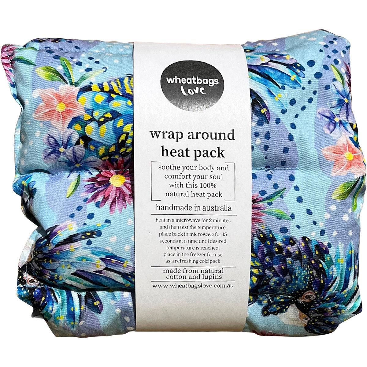 WHEATBAGS LOVE Wrap Around Heat/Cold Pack Blue Cockatoo - Cutprice Online