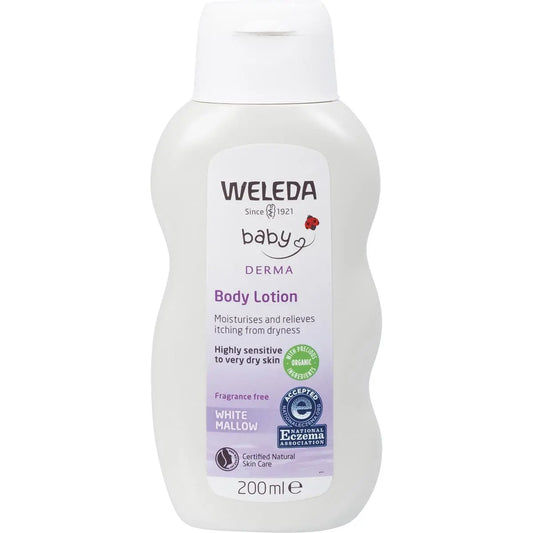 WELEDA Baby Derma Body Lotion White Mallow - Fragrance Free 200ml WELEDA