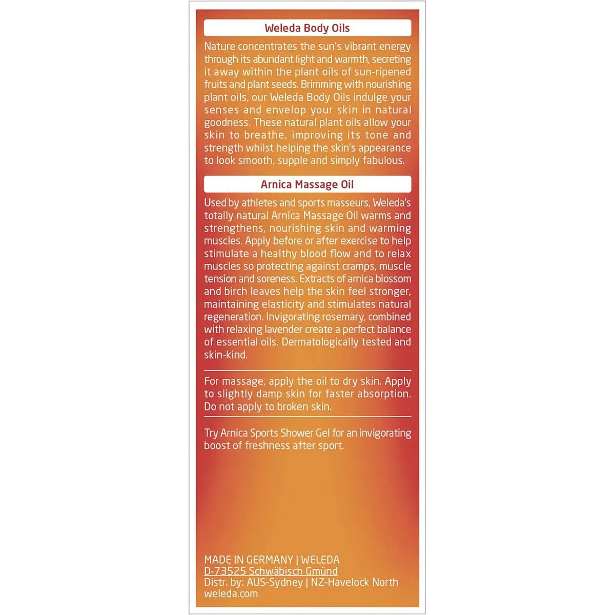 WELEDA Arnica Massage Oil 100ml WELEDA