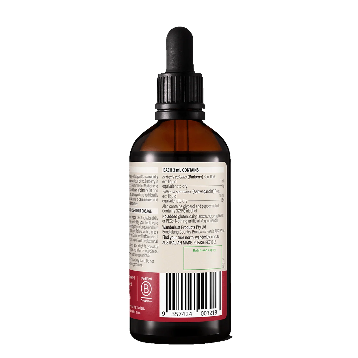 Wanderlust Barberry + Ashwagandha Drops 90ml