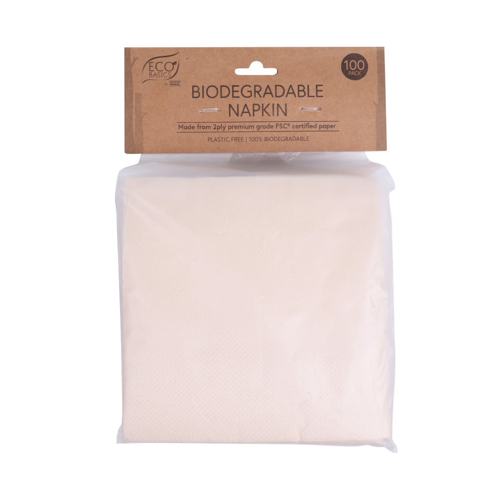 White Magic Eco Basics Biodegradable Napkin 100pack - Cutprice Online