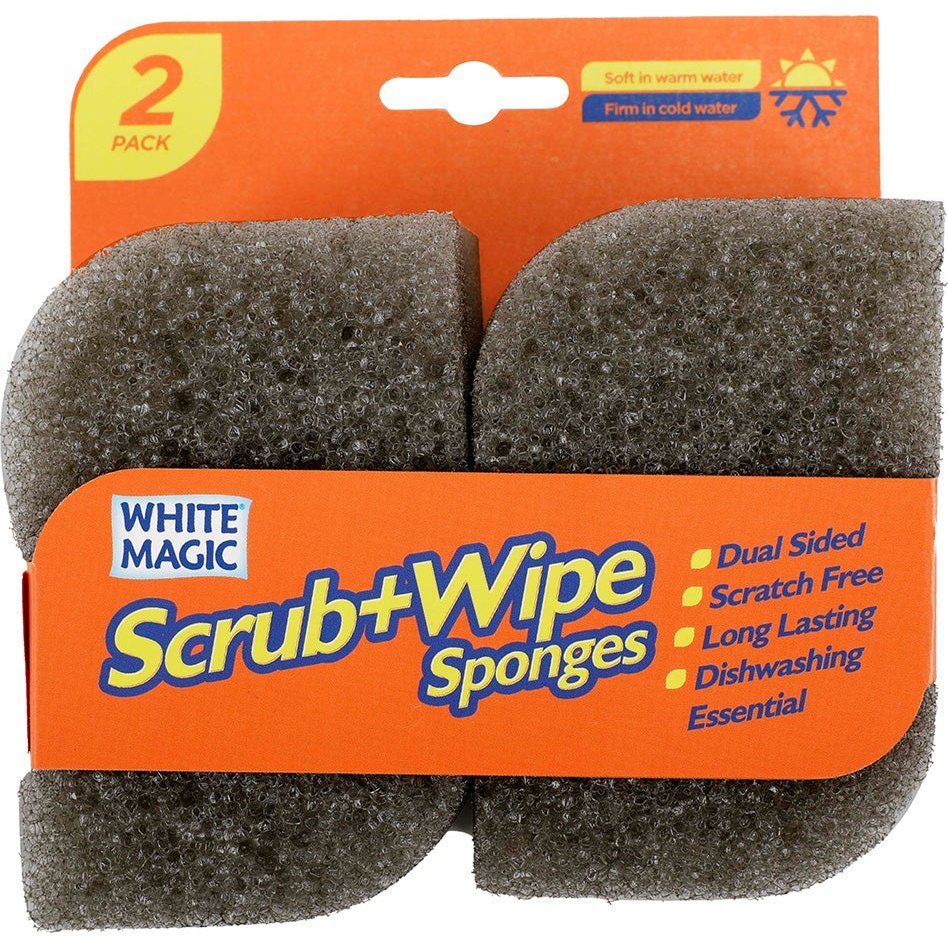 White Magic Scrub & Wipe Sponge 2Pk (SINGLE) - Cutprice Online
