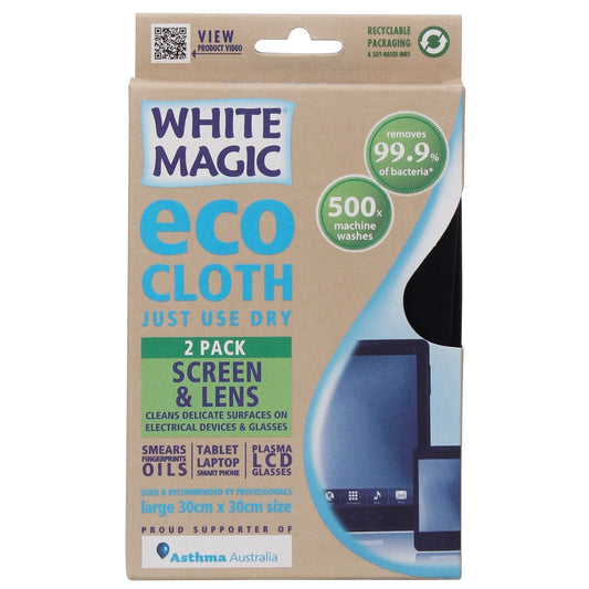 White Magic Eco Cloth Screen & Lens 2Pk (Pack of 5) - Cutprice Online