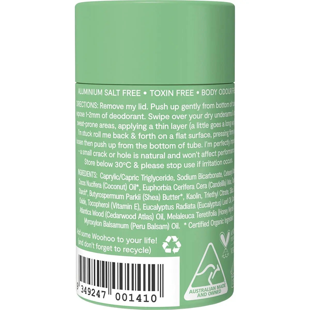 WOOHOO BODY Deodorant Stick Wild Extra Strength 60g WOOHOO BODY