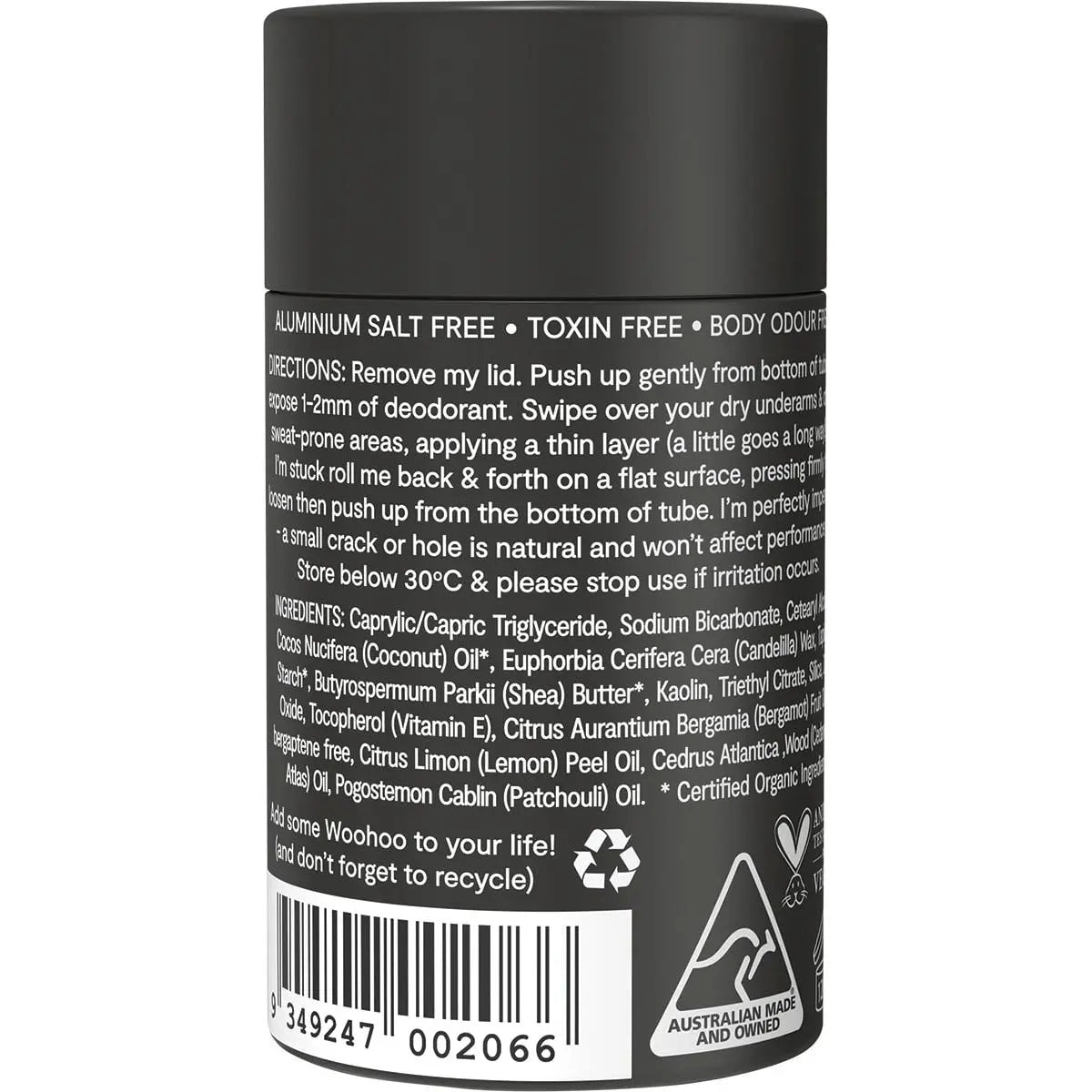 WOOHOO BODY Deodorant & Anti-Chafe Stick Tux - Extra Strength 60g WOOHOO BODY
