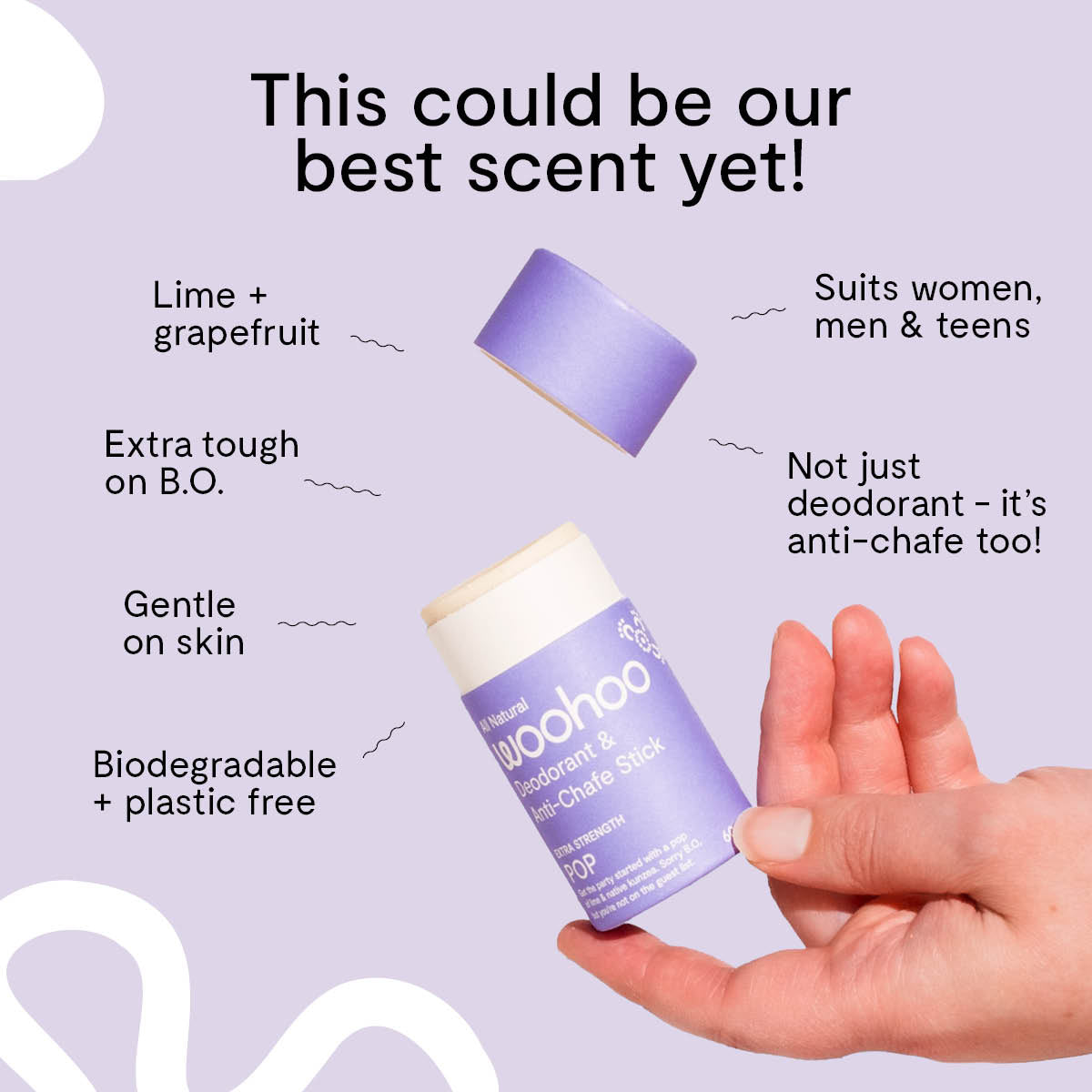 WOOHOO BODY Deodorant Stick Pop Extra Strength 60g WOOHOO BODY