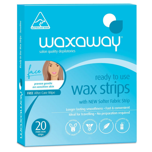 Waxaway Ready To Use Sensitive Wax Face 20 Strips - Cutprice Online