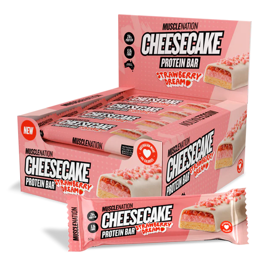 Muscle Nation Cheesecake Bar Strawberry 50g x 12 - Cutprice Online