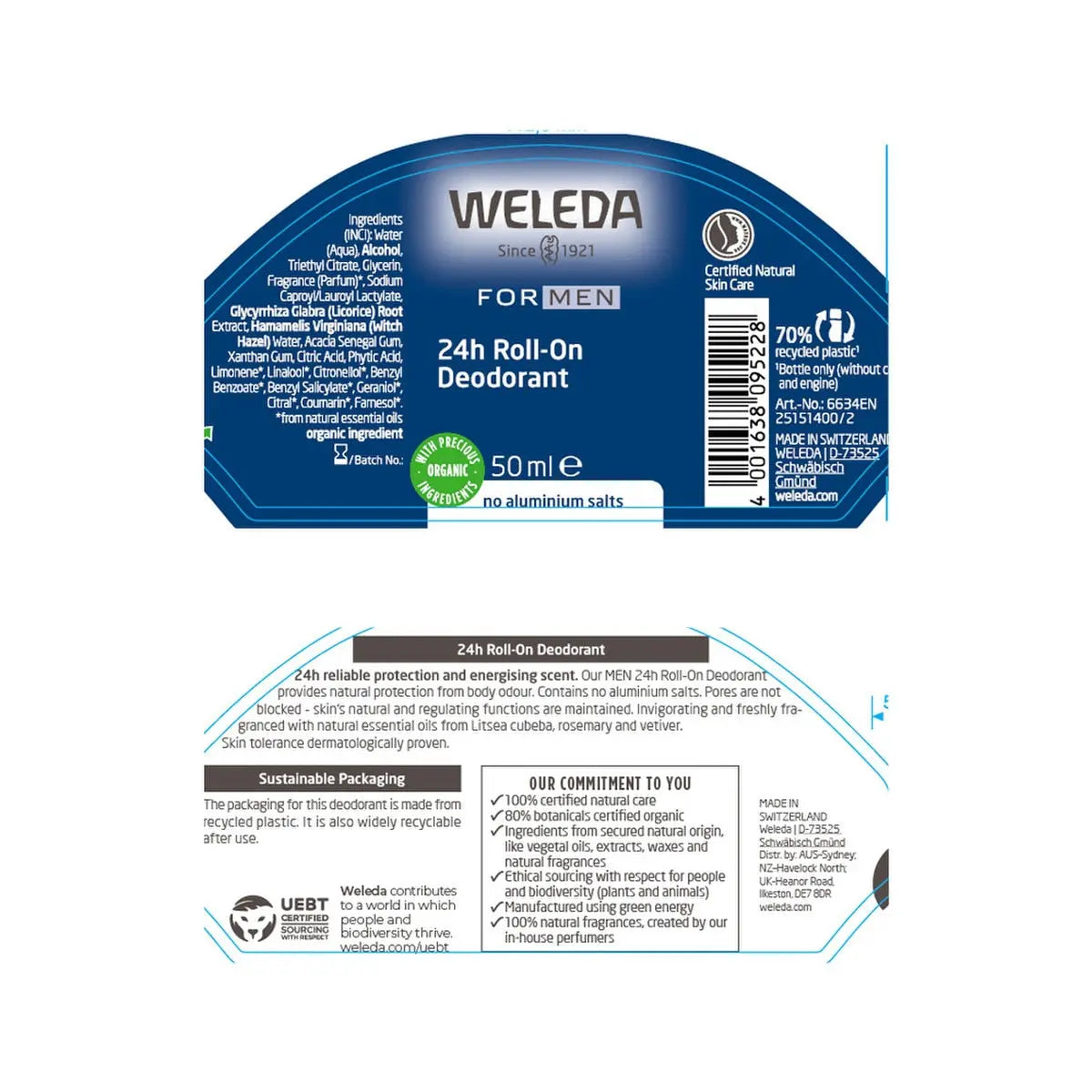 WELEDA 24hr Roll-On Deodorant Men 50ml WELEDA
