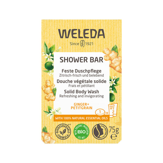 Weleda Organic Shower Bar (Solid Body Wash) Ginger + Petitgrain 75g - Cutprice Online