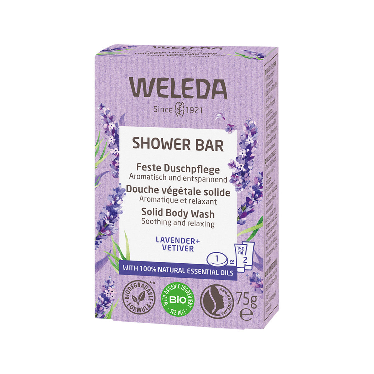 Weleda Organic Shower Bar (Solid Body Wash) Lavender + Vetiver 75g - Cutprice Online