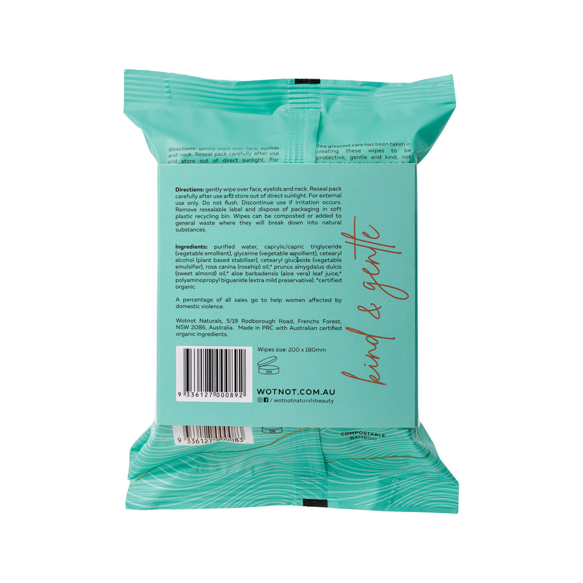 Wotnot Naturals All Natural Face Wipes Sensitive x 25 Pack Twin Pack - Cutprice Online