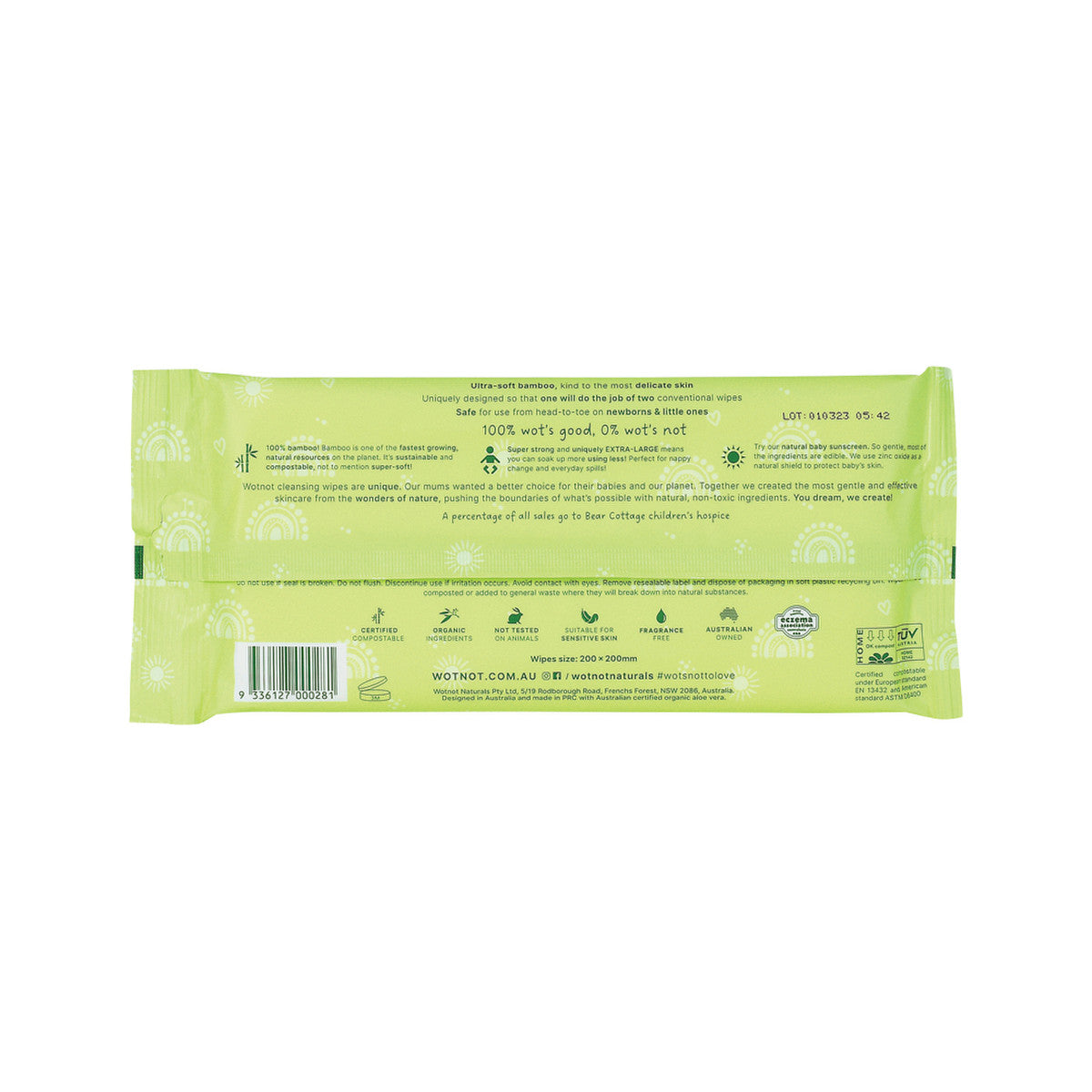 Wotnot Naturals 100% Natural Wipes (Soft Pack Travel Case Refill) x 20 Pack - Cutprice Online