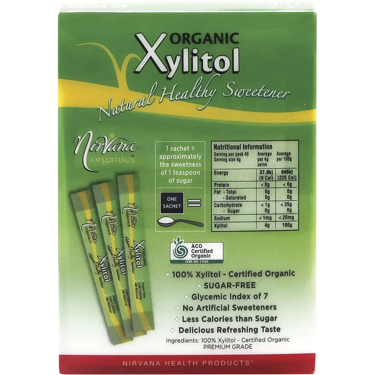 NIRVANA Xylitol Sticks Certified Organic 40x4g NIRVANA