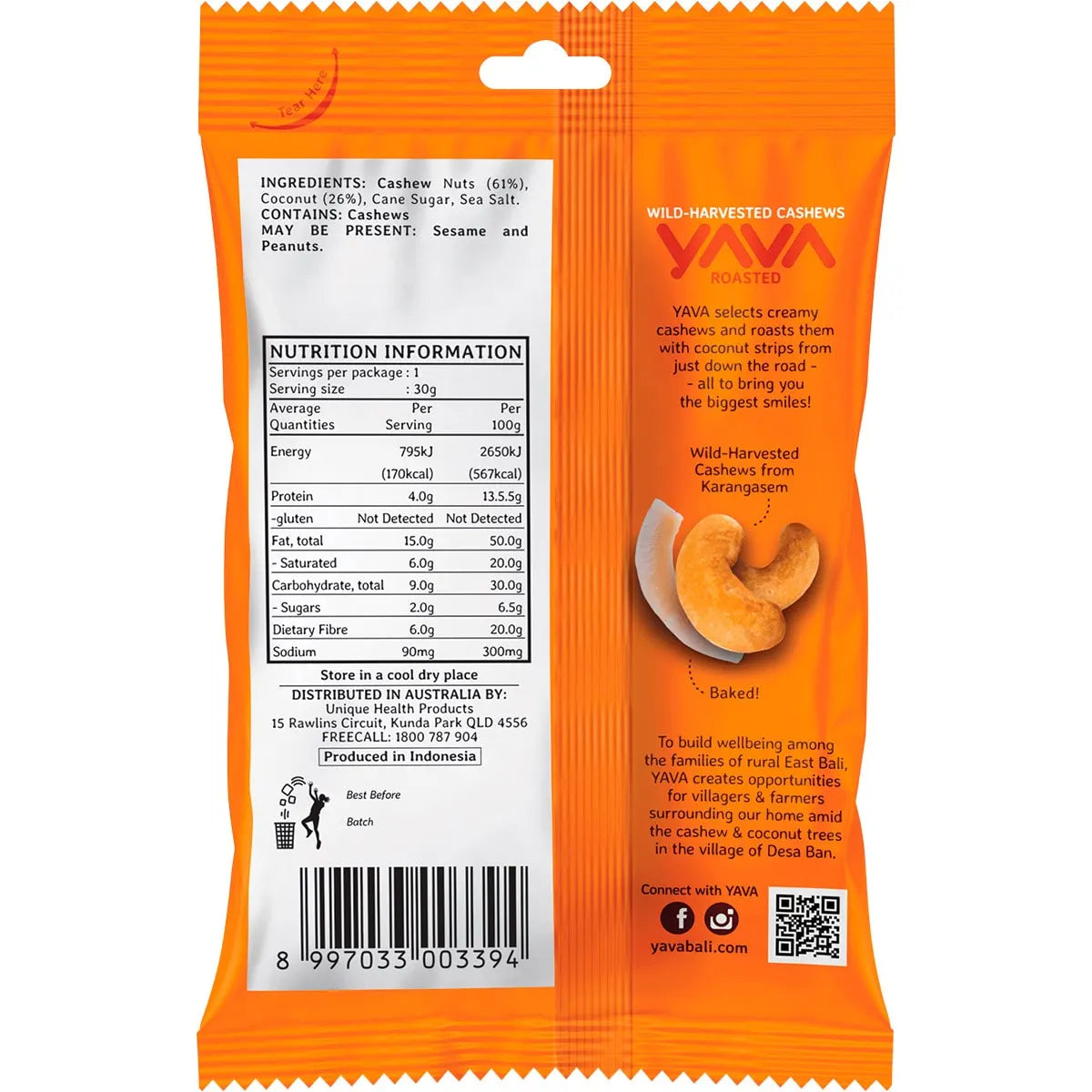 YAVA Wild-Harvested Cashews Roasted 10x35g YAVA