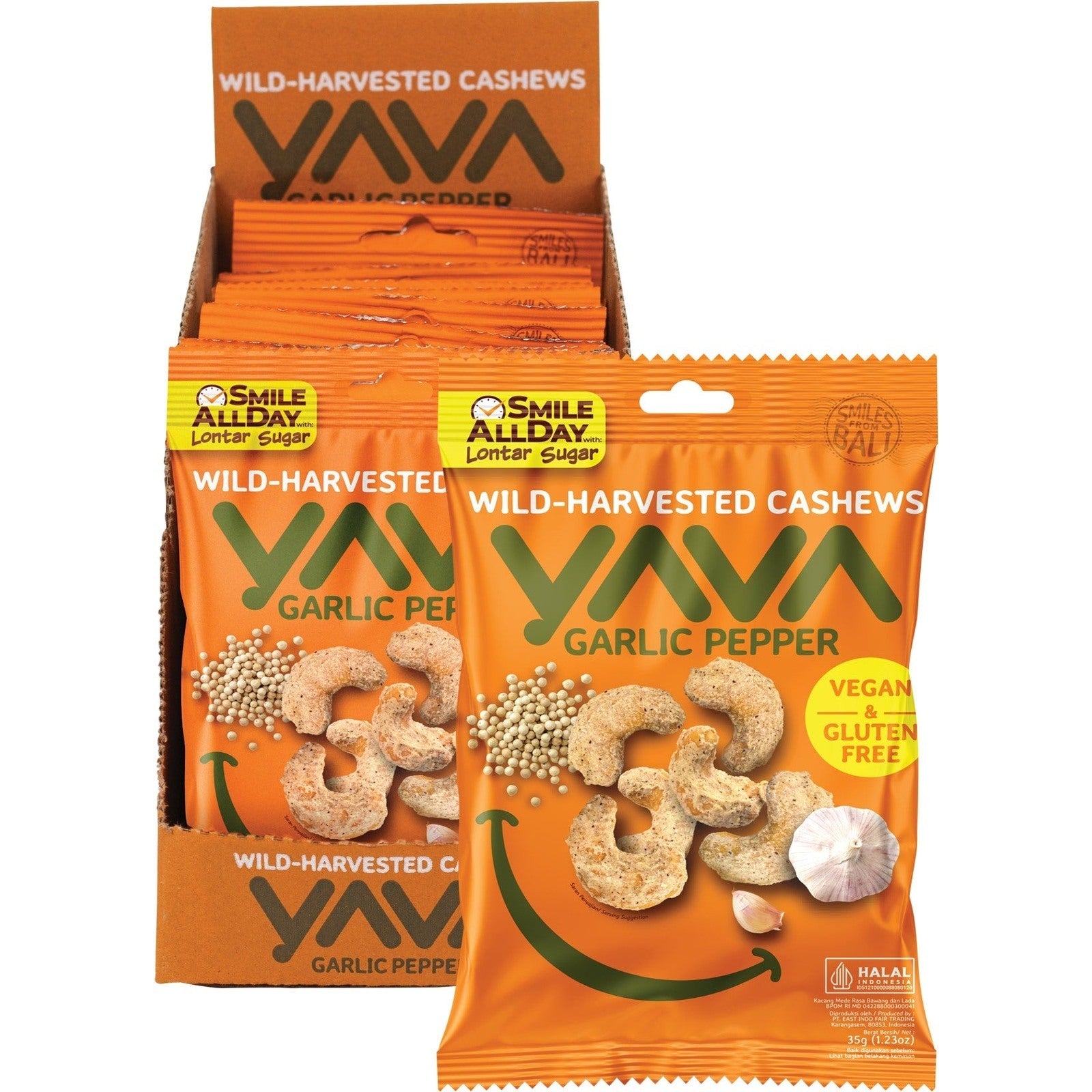 YAVA Wild-Harvested Cashews Garlic Pepper 10x35g - Cutprice Online