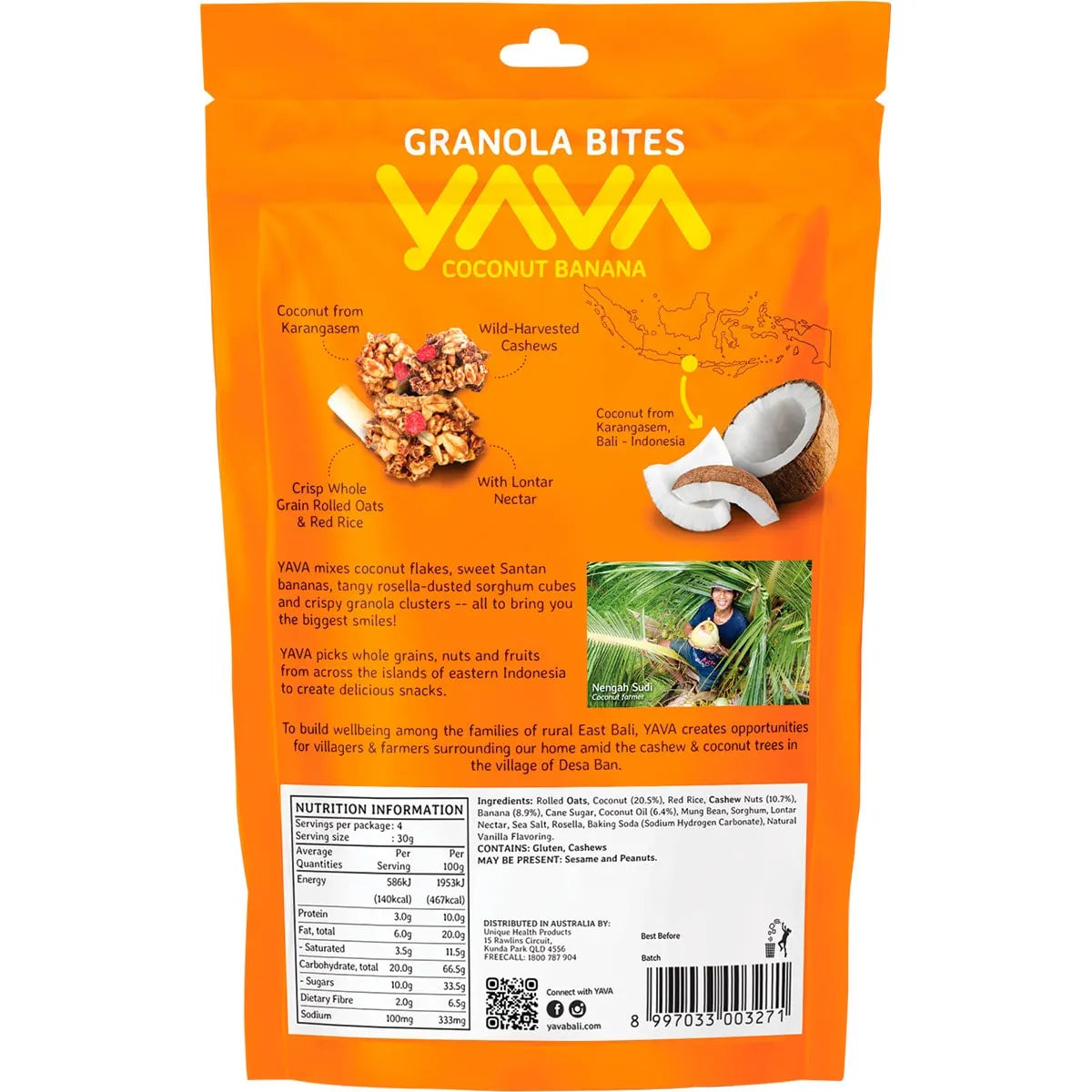 YAVA Granola Bites Coconut Banana 125g YAVA
