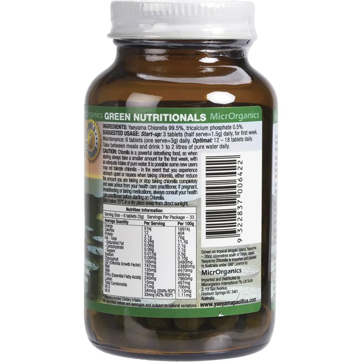 Green Nutritionals Yaeyama Pacifica Chlorella Tablets (500mg) 200 GREEN NUTRITIONALS
