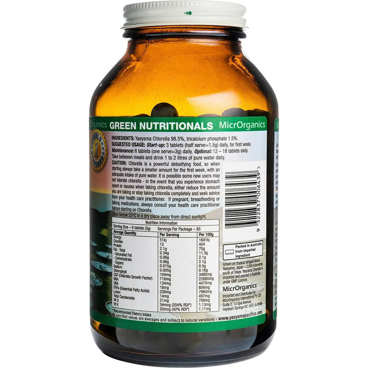 GREEN NUTRITIONALS Yaeyama Pacifica Chlorella Tablets (500mg) 500 GREEN NUTRITIONALS