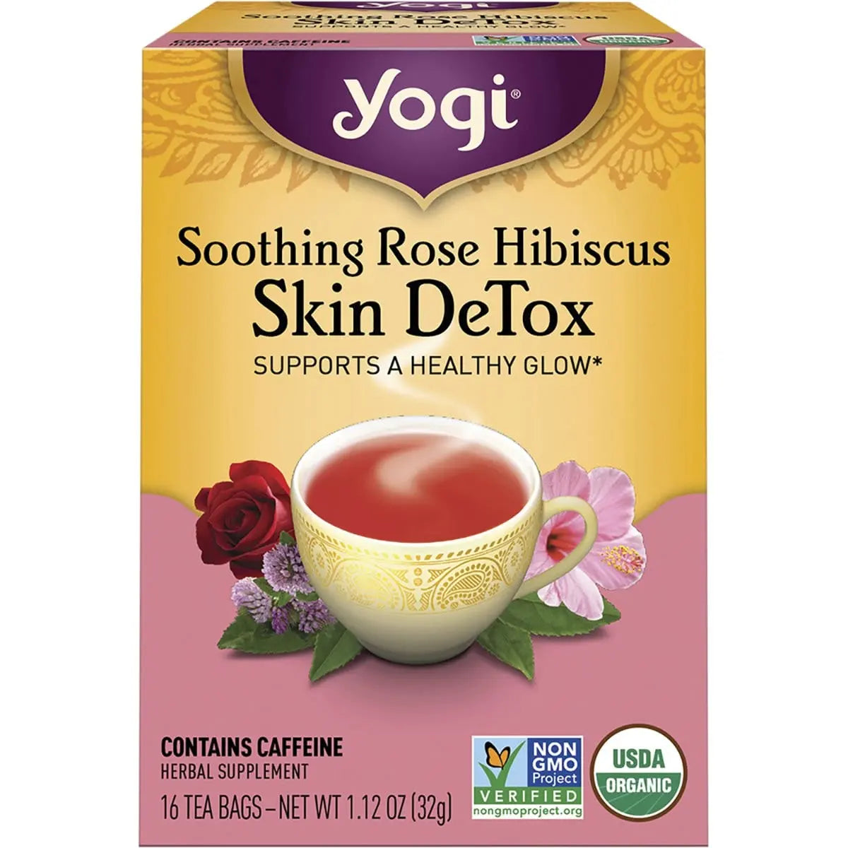 Yogi Tea Herbal Tea Bags Rose Hibiscus Skin DeTox 16pk YOGI TEA