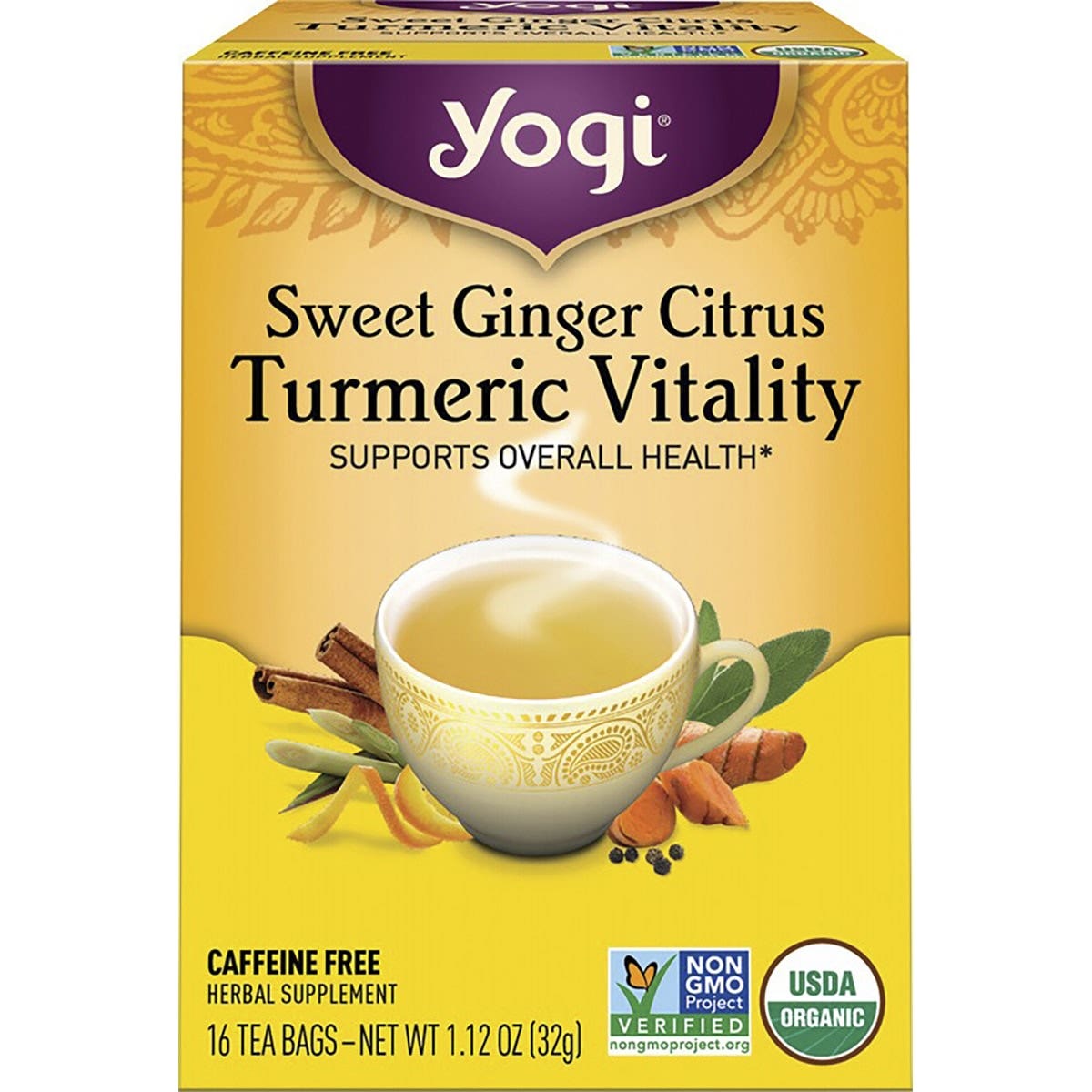YOGI TEA Herbal Tea Bags Sweet Ginger Citrus Turmeric Vitality 16PK - Cutprice Online